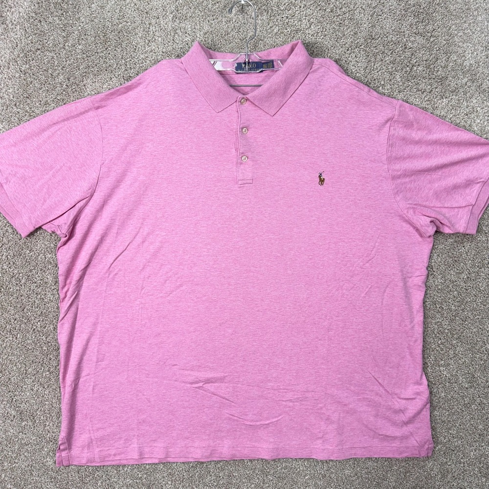 Polo Ralph Lauren Polo Shirt Mens 3XLT Pink Short Sleeve Cotton EUC